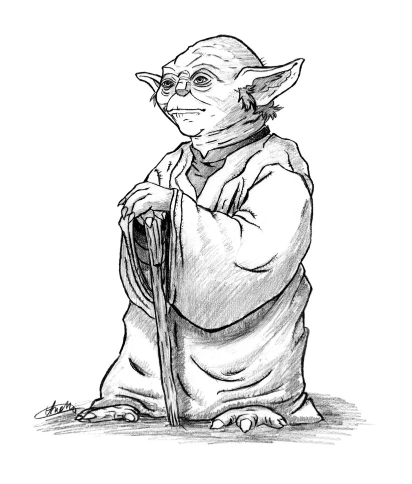 Grand Jedi Master Yoda By Cosmic Void Hdpng.com  - Yoda Black And White, Transparent background PNG HD thumbnail