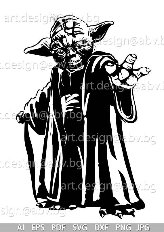 Vector Yoda Star Wars, Svg, Ai, Png, Eps, Dxf, Pdf, Jpg Download, Digital Image, Graphical, Discount Coupons - Yoda Black And White, Transparent background PNG HD thumbnail