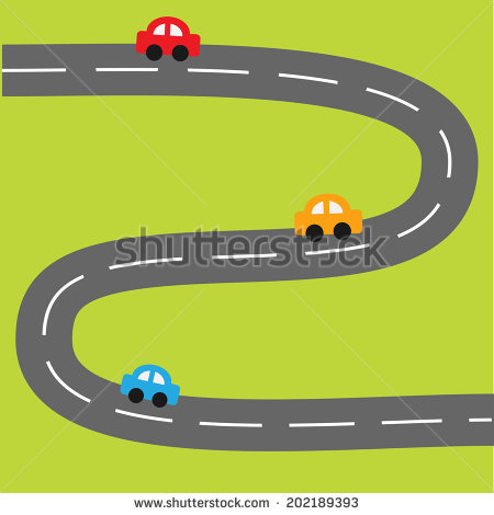 Zigzag Road Png - Background With Zigzag Road And Cartoon Cars. Vector Illustration, Transparent background PNG HD thumbnail