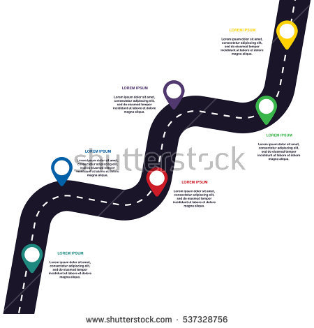 Zig Zag Asphalt Road With Pin Pointers. Vector Eps 10 - Zigzag Road, Transparent background PNG HD thumbnail